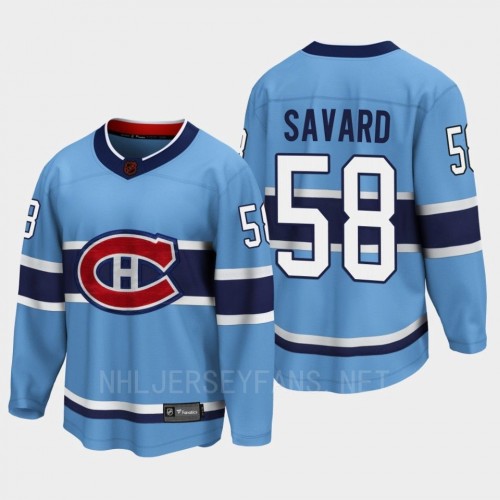  Men's Montreal Canadiens #58 David Savard Blue 2022 Reverse Retro Primegreen Jersey 