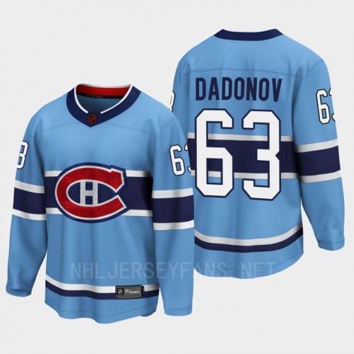  Men's Montreal Canadiens #63 Evgenii Dadonov Blue 2022 Reverse Retro Primegreen Jersey 