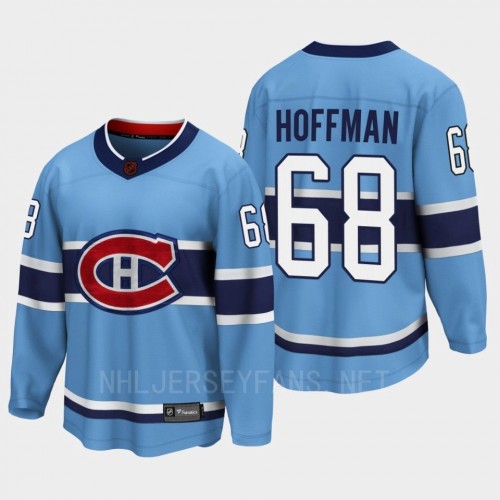  Men's Montreal Canadiens #68 Mike Hoffman Blue 2022 Reverse Retro Primegreen Jersey 