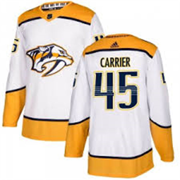  Men's Nashville Predators #45 Alexandre Carrier Adidas White Away Premier Player Jersey 