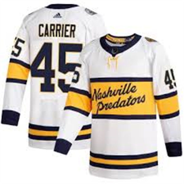  Men's Nashville Predators #45 Alexandre Carrier adidas White 2019-20 Winter Classic Jersey 