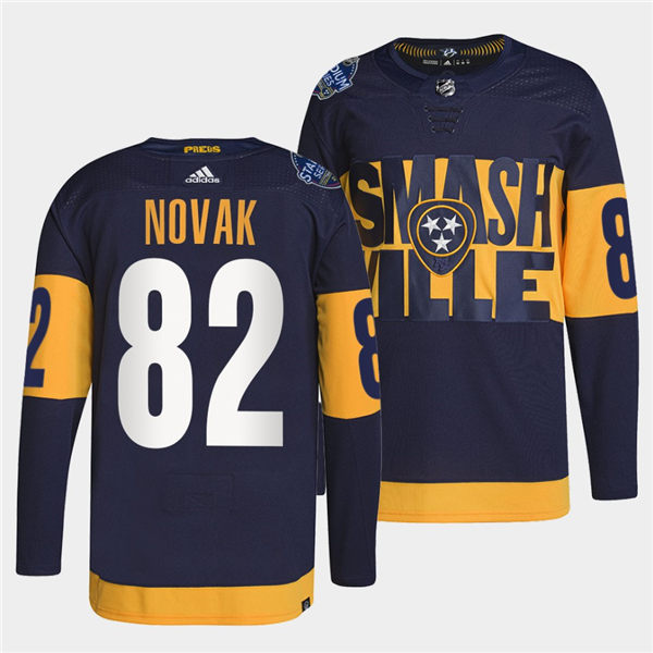  Men's Nashville Predators #82 Tommy Novak Adidas Navy Stitched 2022 Stadium Series Jersey 