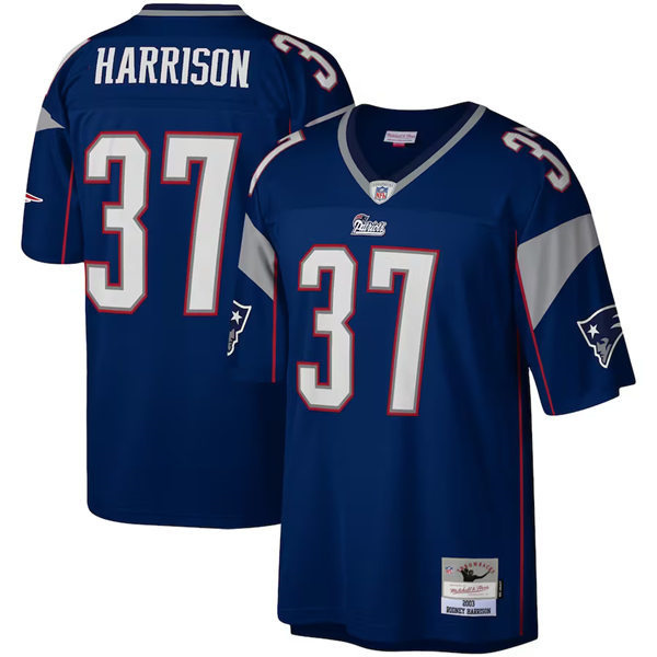  Men's New England Patriots #37 Rodney Harrison Navy Mitchell & Ness 2003 Legacy Throwback Jersey 