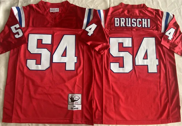  Men's New England Patriots #54 Tedy Bruschi Red 1996 Throwback Vintage Jersey 