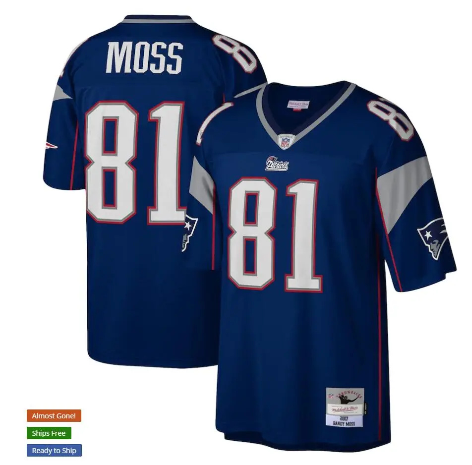  Men's New England Patriots #81 Randy Moss 2007 Navy Legacy Throwback Jersey 