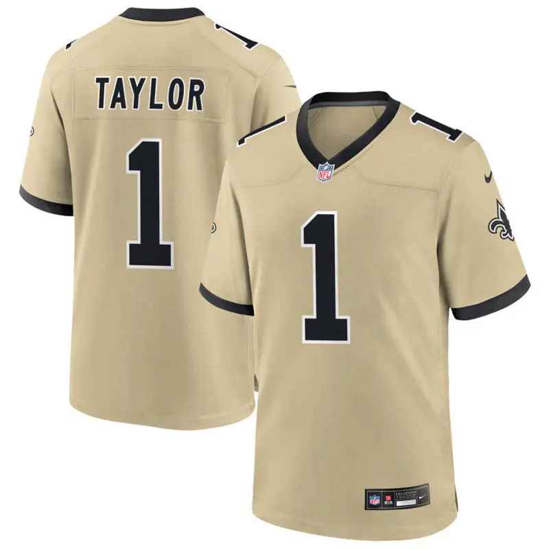  Men's New Orleans Saints #1 Alontae Taylor Nike Gold Gameday Golds Alternate F.U.S.E. Limited Jersey 