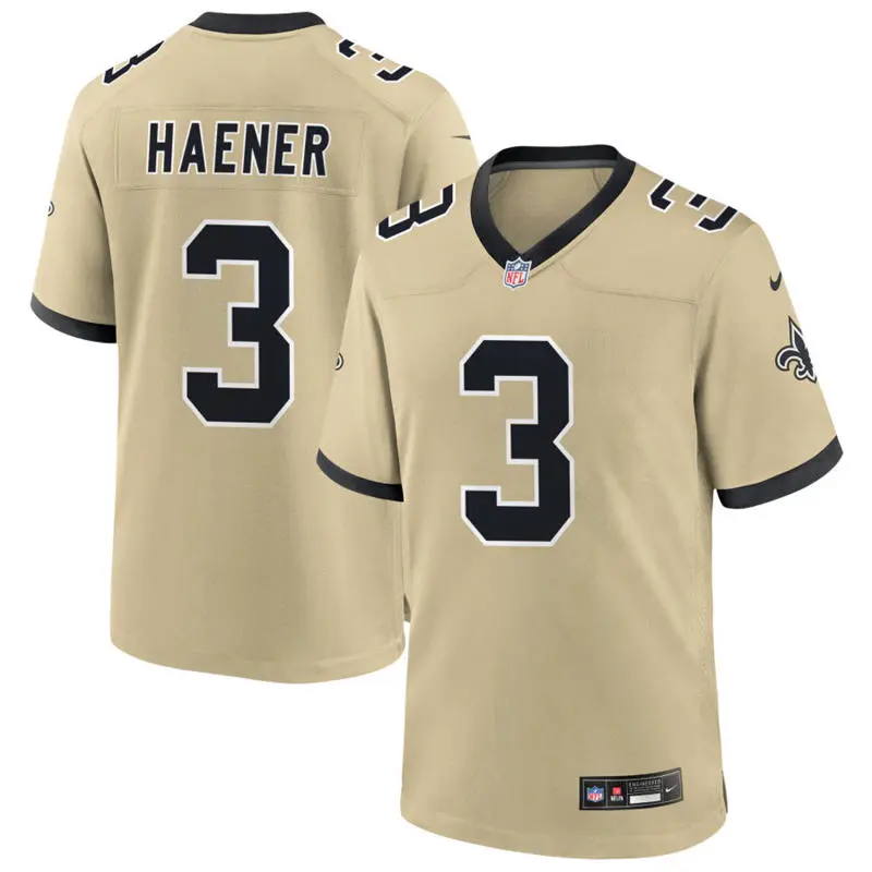  Men's New Orleans Saints #3 Jake Haener Nike Gold Gameday Golds Alternate F.U.S.E. Limited Jersey 