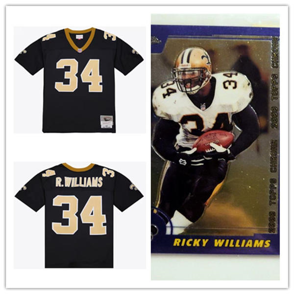  Men's New Orleans Saints #34 Ricky Williams Mitchell & Ness Black Throwback Jersey 