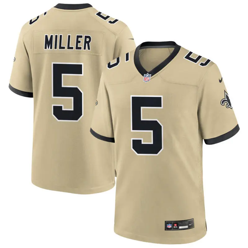  Men's New Orleans Saints #5 Kendre Miller Nike Gold Gameday Golds Alternate F.U.S.E. Limited Jersey 