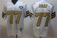  Men's New Orleans Saints #77 Willie Roaf White With Gold Throwback 75TH Jersey 