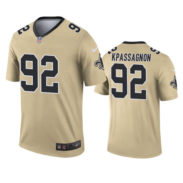  Men's New Orleans Saints #92 Tanoh Kpassagnon Nike Gold Inverted Legend Jersey 