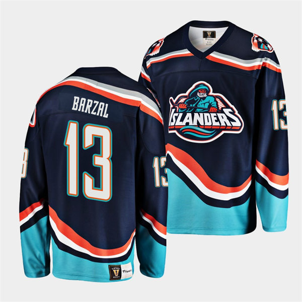  Men's New York Islanders #13 Mathew Barzal 2022 Reverse Retro Replic 20. Jersey Navy 