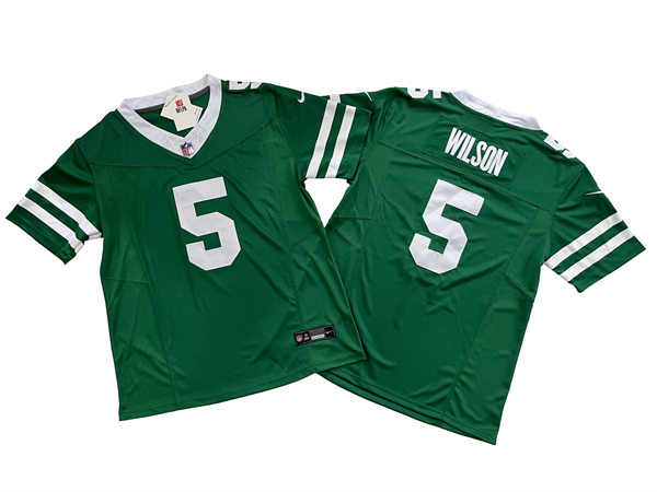  Men's New York Jets #5 Garrett Wilson Nike Green Legacy Game Jersey 