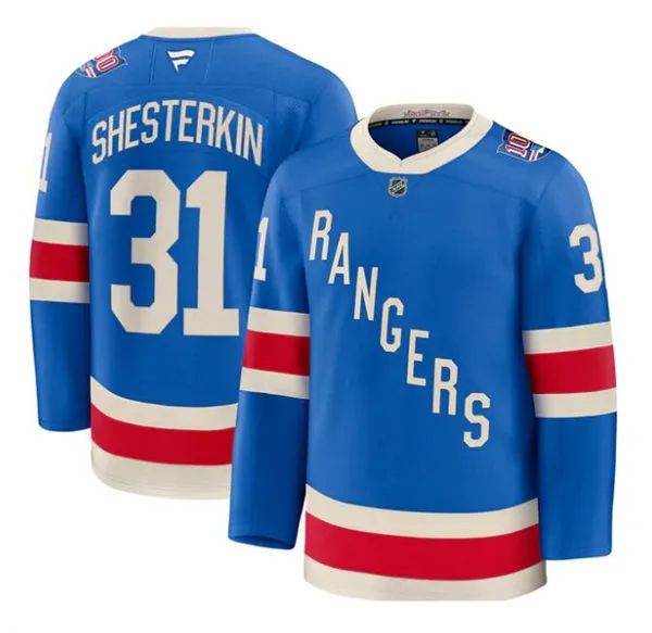  Men's New York Rangers #31 Igor Shesterkin Fanatics 100th Anniversary Premium Centennial Jersey 