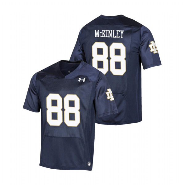  Men's Notre Dame Fighting Irish #88 Javon McKinley Under Armour Navy College Football Game Jersey