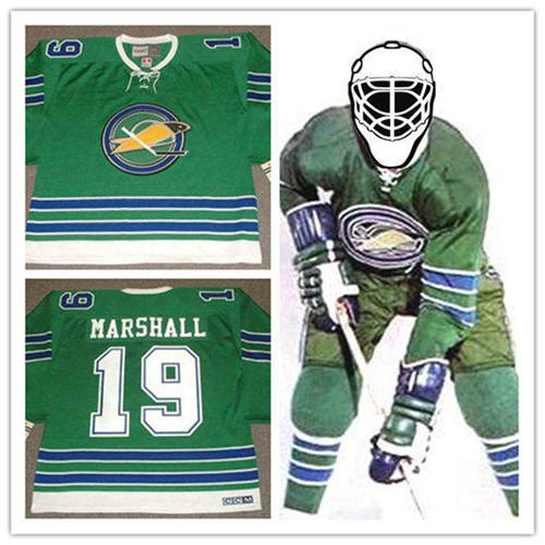  Men's Oakland Seals #19 bert marshall 1968 CCM Vintage Throwback Home Green Jersey 
