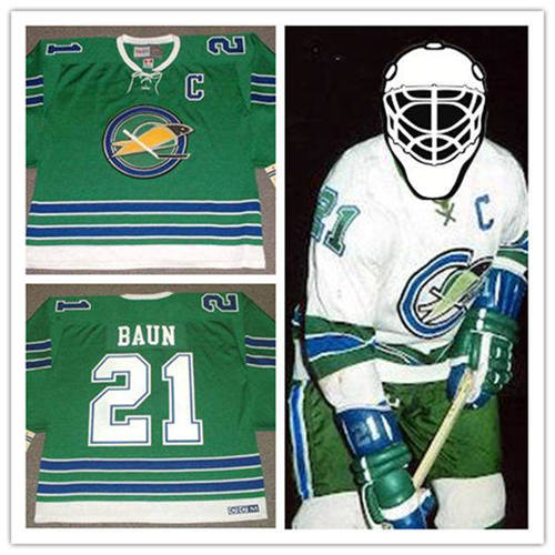  Men's Oakland Seals #21 BOBBY BAUN 1967 CCM Vintage Throwback Home Green Jersey 