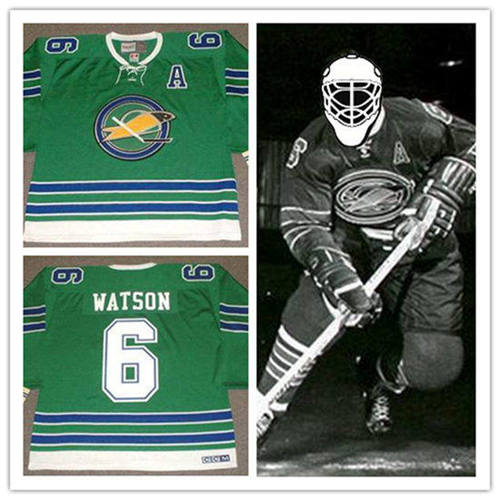  Men's Oakland Seals #6 BRYAN WATSON 1968 CCM Vintage Throwback Home Green Jersey 