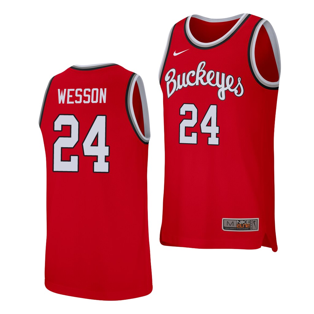  Men's Ohio State Buckeyes #24 Andre Wesson Nike 2020 Scarlet College Baketball Jersey