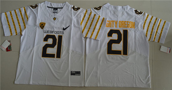  Men's Oregon Ducks 2016 Spring Game Mighty Oregon #21 Weebfoot 100th Rose Bowl Game White Elite Jersey