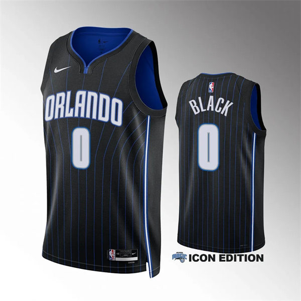 Men's Orlando Magic #0 Anthony Black Black Icon Edition Player Jersey 