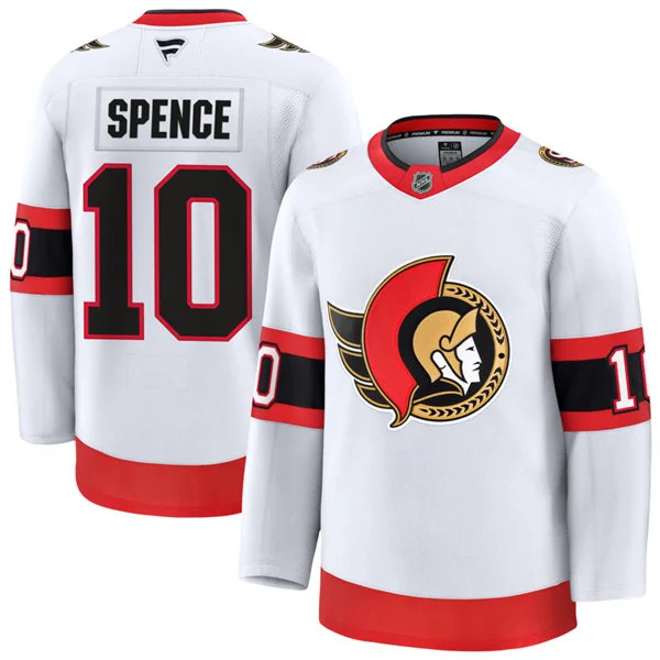  Men's Ottawa Senators #10 Jordan Spence Fanatics White Away Premium Jersey 