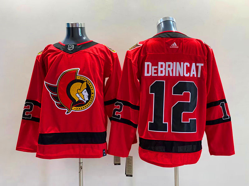  Men's Ottawa Senators #12 Alex DeBrincat adidas Red 2021 Reverse Retro Authentic Jersey 