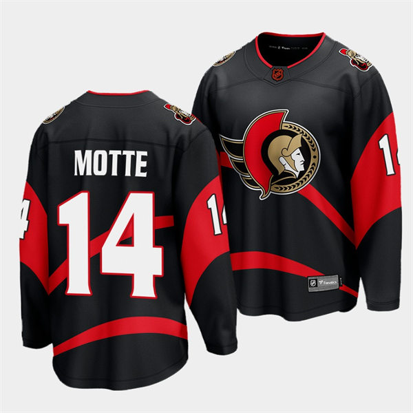  Men's Ottawa Senators #14 Tyler Motte Black 2022 Reverse Retro Primegreen Jersey 