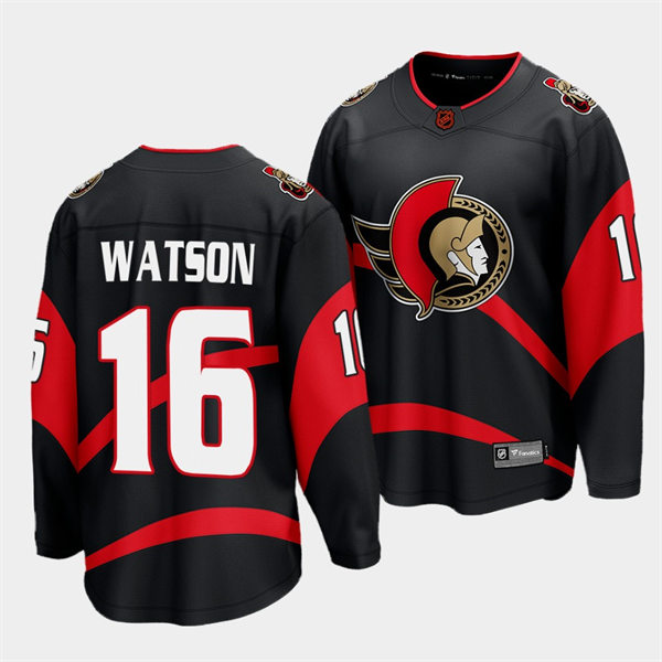  Men's Ottawa Senators #16 Austin Watson Black 2022 Reverse Retro Primegreen Jersey 