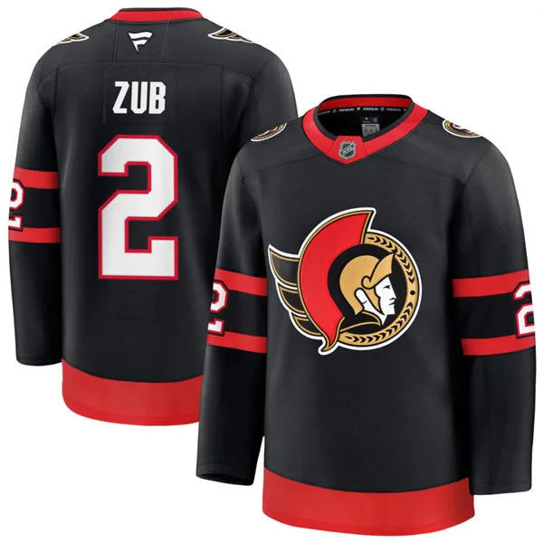 Men's Ottawa Senators #2 Artyom Zub Fanatics Home Black Player Jersey 