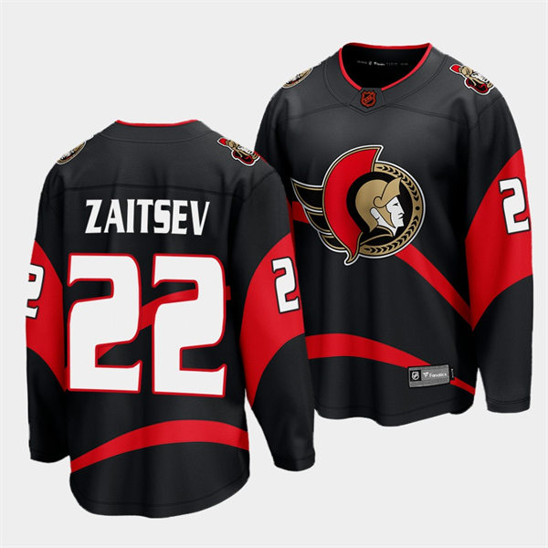  Men's Ottawa Senators #22 Nikita Zaitsev Black 2022 Reverse Retro Primegreen Jersey 