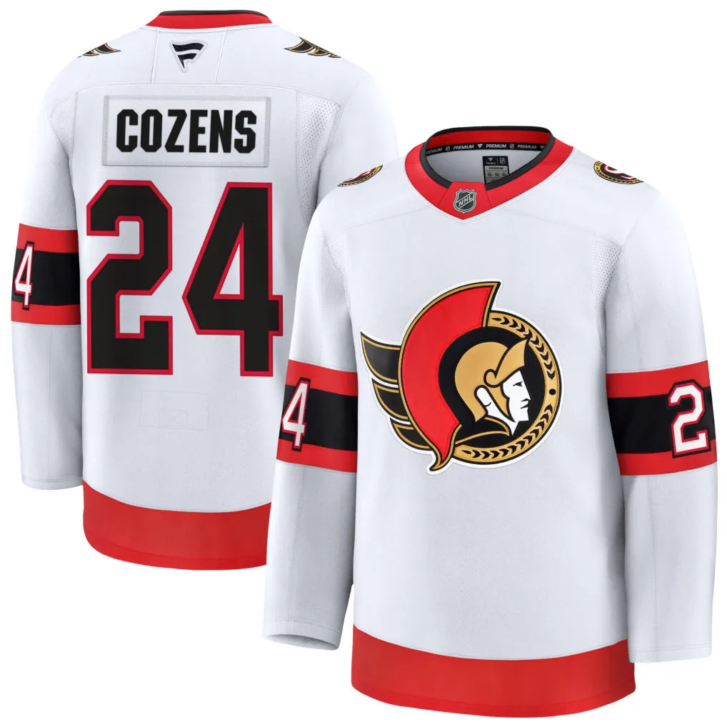  Men's Ottawa Senators #24 Dylan Cozens Fanatics White Away Premium Jersey 