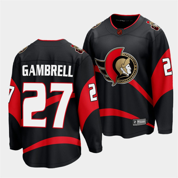  Men's Ottawa Senators #27 Dylan Gambrell Black 2022 Reverse Retro Primegreen Jersey 