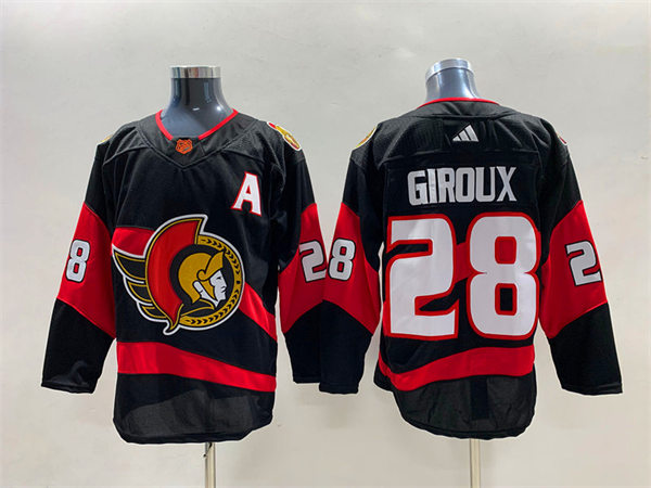  Men's Ottawa Senators #28 Claude Giroux Black 2022 Reverse Retro Primegreen Jersey 