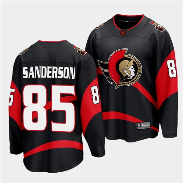  Men's Ottawa Senators #85 Jake Sanderson Black 2022 Reverse Retro Primegreen Jersey 