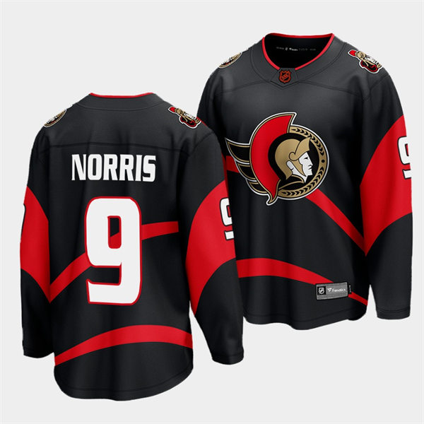  Men's Ottawa Senators #9 Josh Norris Black 2022 Reverse Retro Primegreen Jersey 