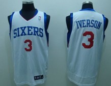  Men's Philadelphia 76ers #3 Allen Iverson White Jersey 