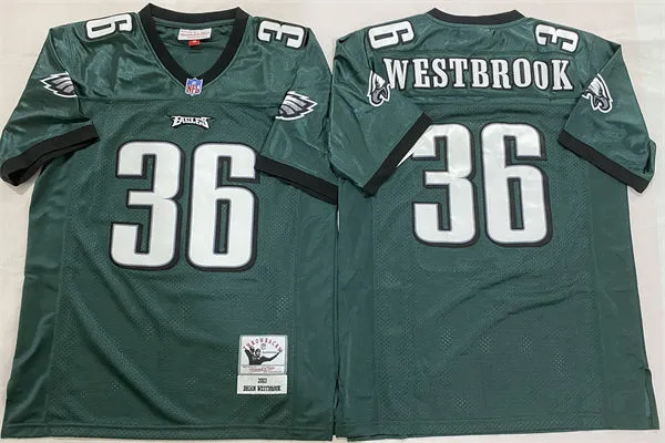  Men's Philadelphia Eagles #36 Brian Westbrook 2003 Green Throwback Jersey 