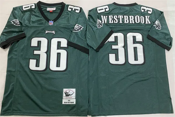  Men's Philadelphia Eagles #36 Brian Westbrook 2003 Green Throwback Jersey 