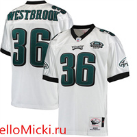  Men's Philadelphia Eagles Retired Player #36 Brian Westbrook Mitchell & Ness White 2003 Throwback Jersey 