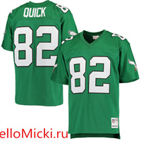  Men's Philadelphia Eagles Retired Player #82 Mike Quick Mitchell & Ness Midnight Green Throwback Jersey 