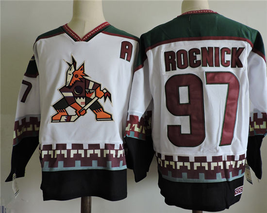  Men's Phoenix Coyotes #97 Jeremy Roenick White 1998 CCM Vintage Throwback NHL Hockey Jersey Size S-3XL 