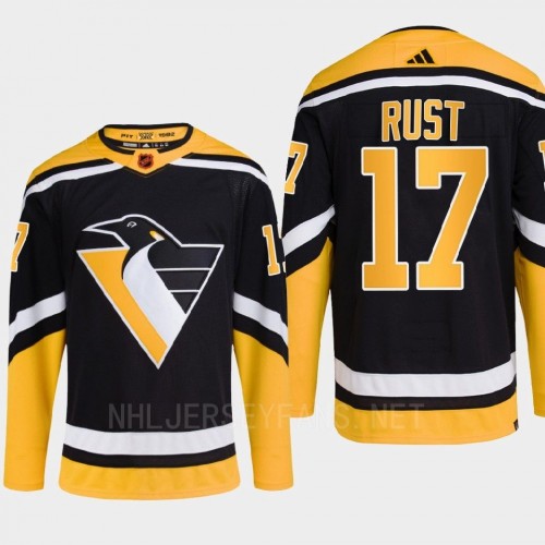  Men's Pittsburgh Penguins #17 Bryan Rust Black 2022 Reverse Retro Primegreen Jersey 