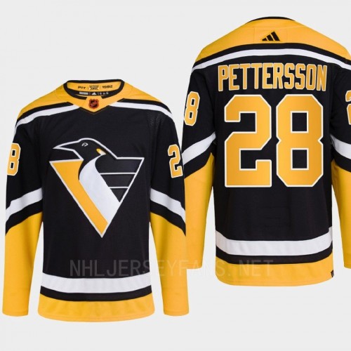  Men's Pittsburgh Penguins #28 Marcus Pettersson Black 2022 Reverse Retro Primegreen Jersey 
