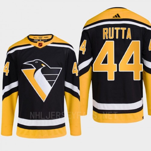  Men's Pittsburgh Penguins #44 Jan Rutta Black 2022 Reverse Retro Primegreen Jersey 