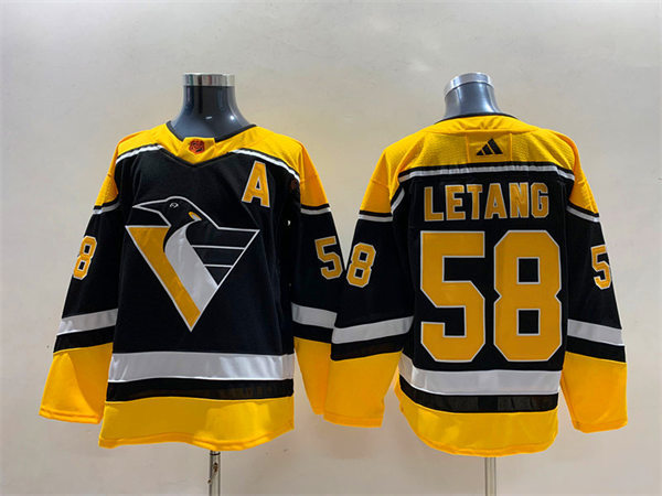  Men's Pittsburgh Penguins #58 Kris Letang Black 2022 Reverse Retro Primegreen Jersey 