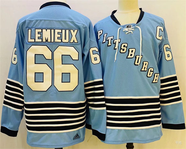  Men's Pittsburgh Penguins #66 Mario Lemieux 2022 Light Blue Team Classics Jersey 
