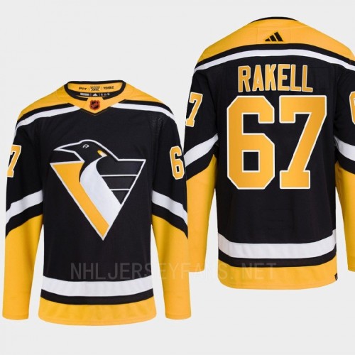  Men's Pittsburgh Penguins #67 Rickard Rakell Black 2022 Reverse Retro Primegreen Jersey 