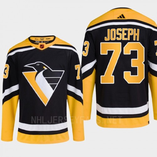  Men's Pittsburgh Penguins #73 Pierre-Olivier Joseph Black 2022 Reverse Retro Primegreen Jersey 
