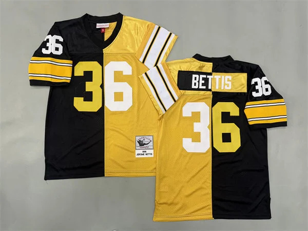  Men's Pittsburgh Steelers #36 Jerome Bettis Black Gold Split Two Tone Throwback Jersey 